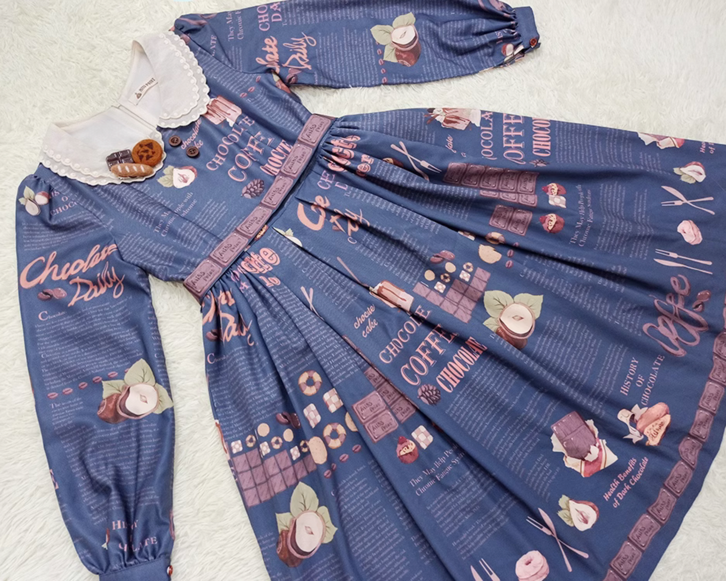 【予約販売】Coffee Break チョコレートプリントワンピース