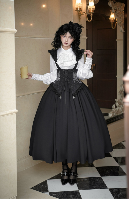 Night of Thorns ゴシックサスペンダースカート ロング丈