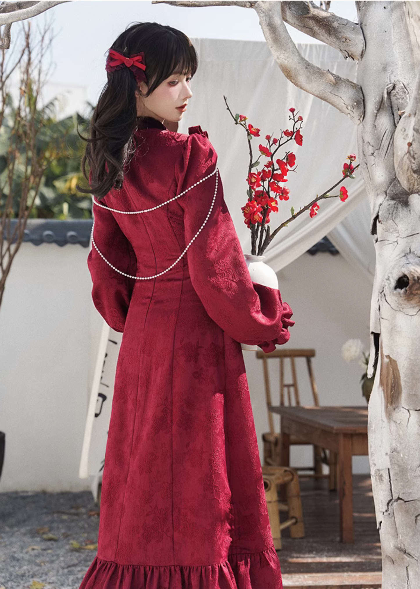 【同時購入のみ】蝶華 バーガンディーの帽子・リボン他アクセサリー