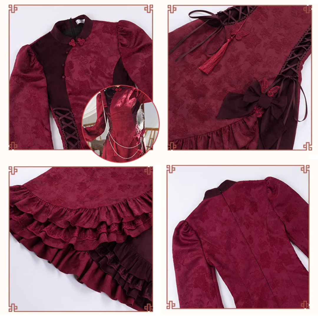 蝶華 タッセル付チャイナワンピース