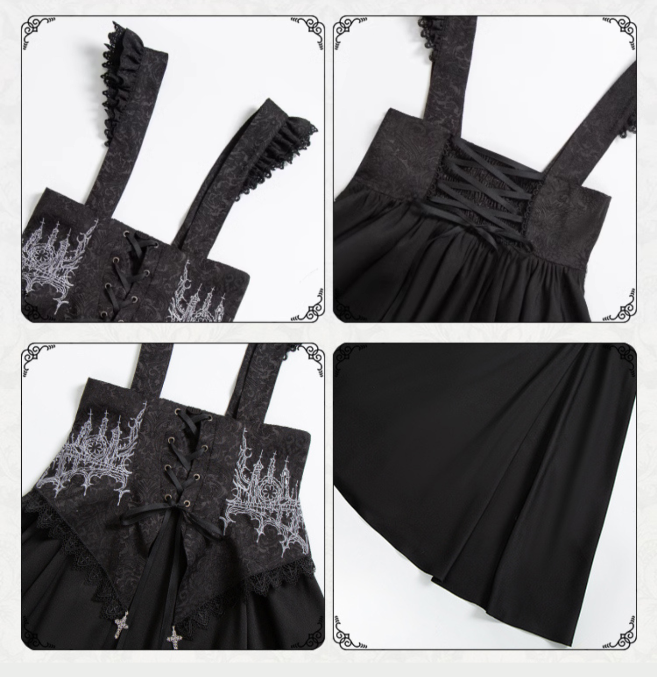 Night of Thorns ゴシックサスペンダースカート ロング丈