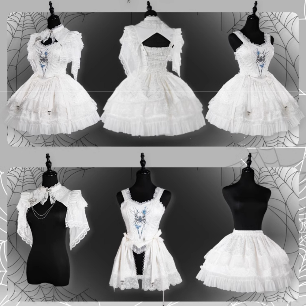 スパイダー刺繍ゴシックスカート3点セット