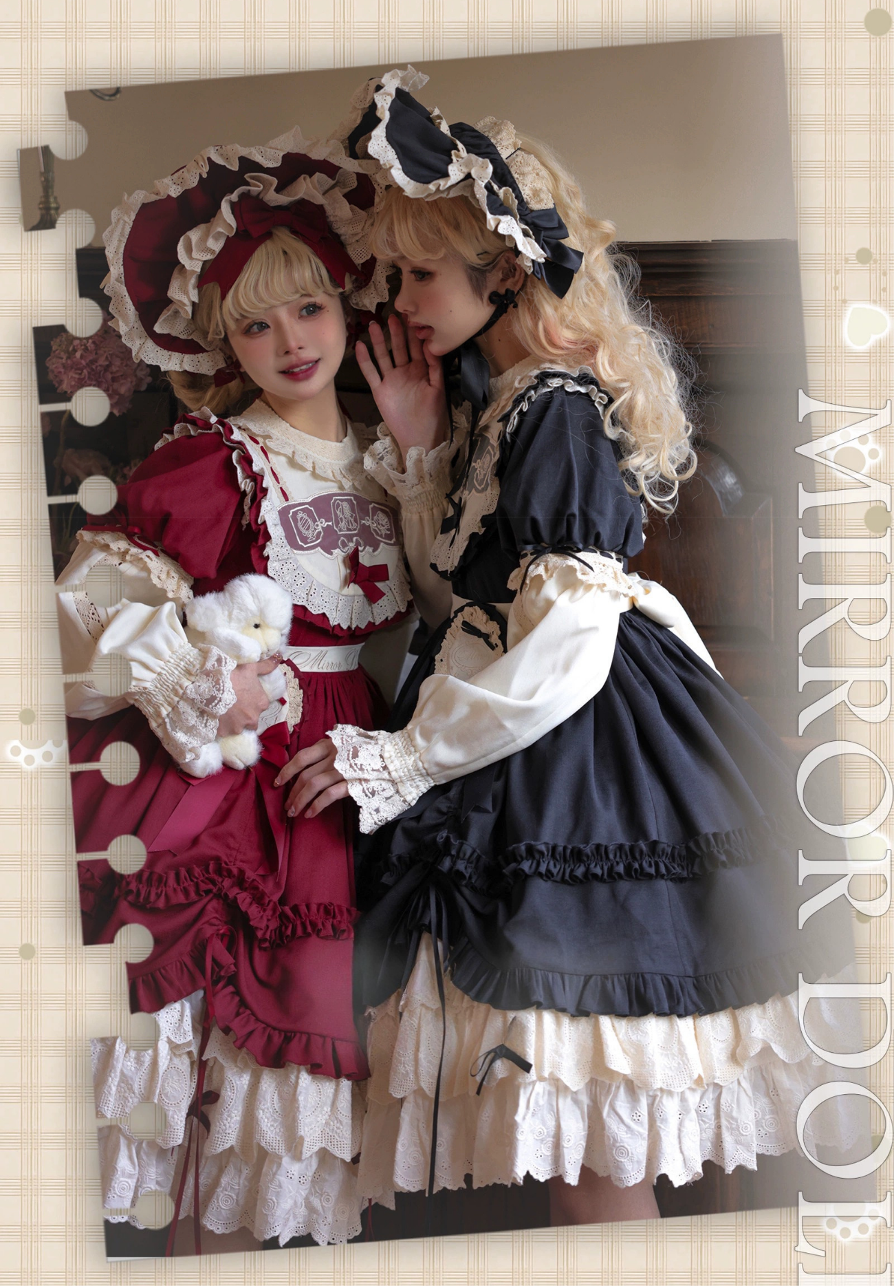 Ribbon Doll 3段フリルワンピースと付け袖 全3色