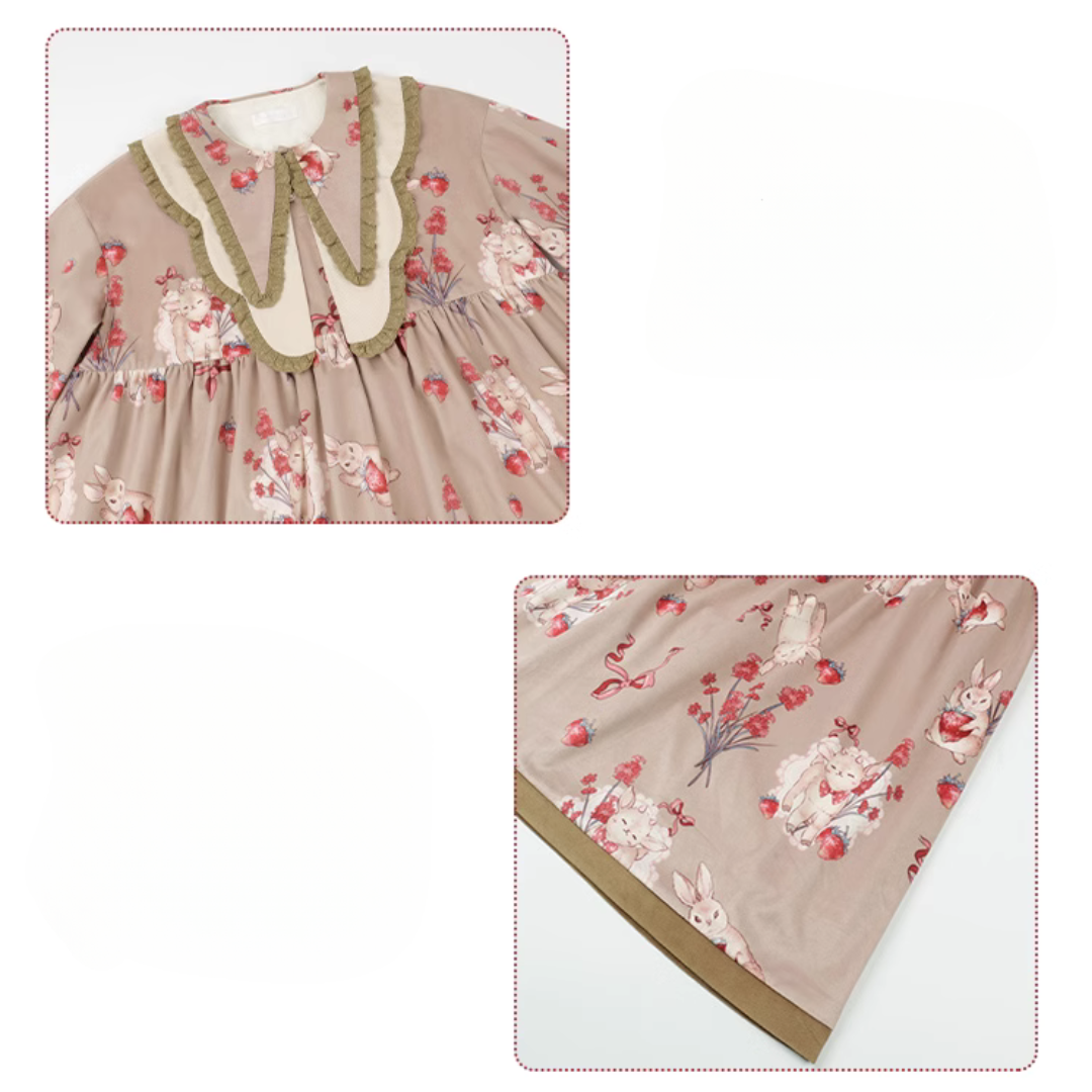 Very Berry ヒツジとウサギの三角襟ワンピース