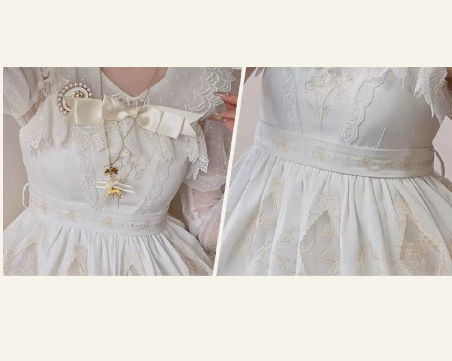 White Iris Moonlight iris embroidery jumper skirt