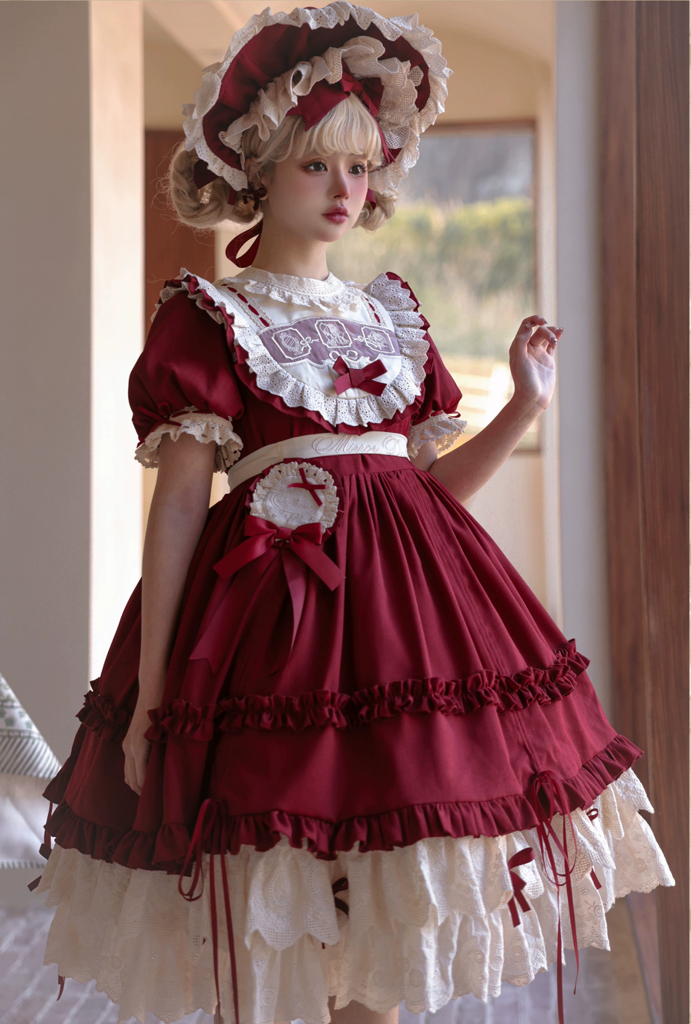 Ribbon Doll 3段フリルワンピースと付け袖 全3色