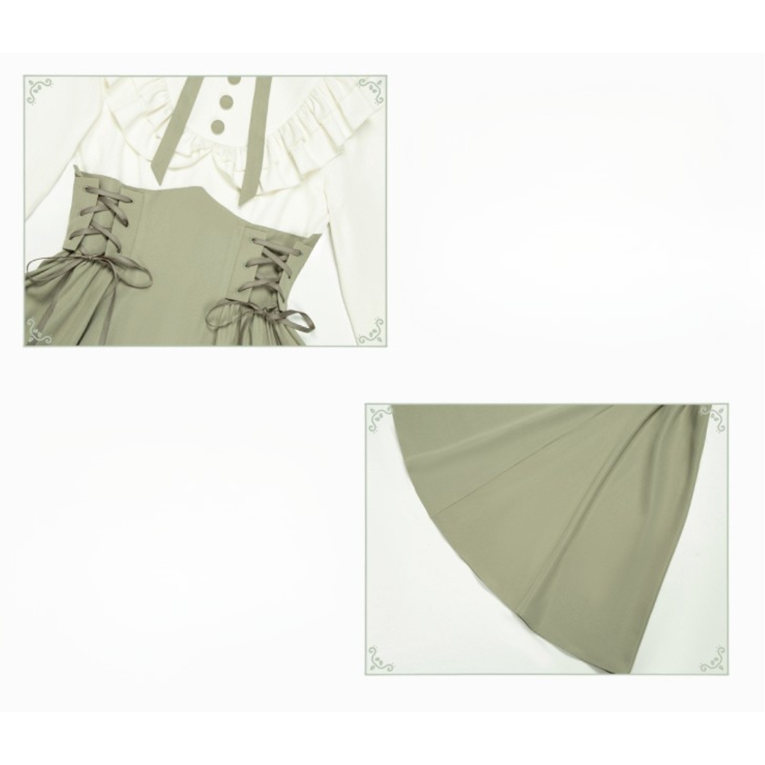 風花庭園 セラドングリーン レトロガーリーワンピース