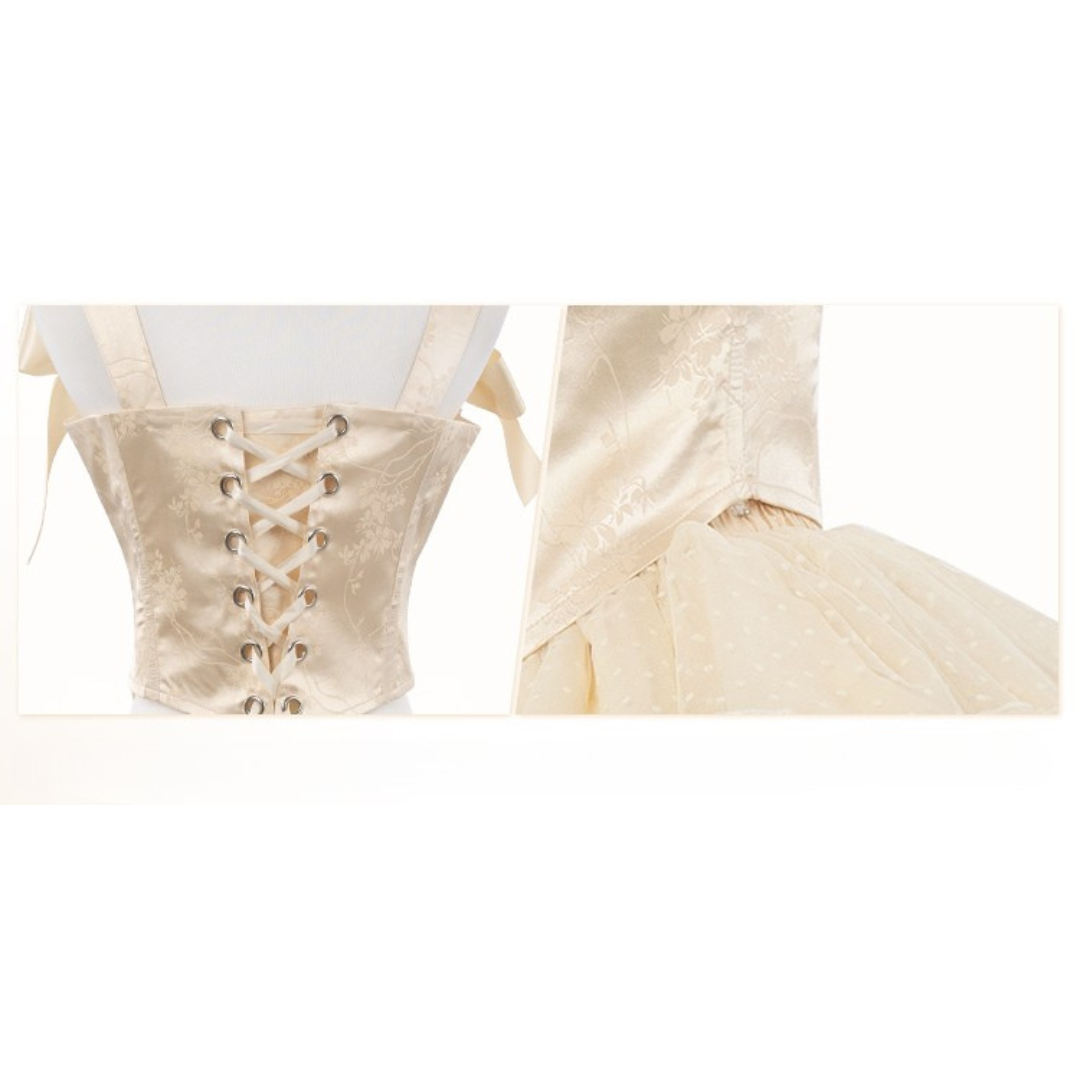 Cream Polkaフレンチガーリー バレエ風セットアップ