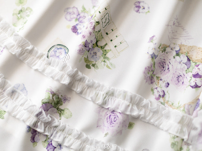 Forest Basket5.0 クラシカルワンピース・ビオラホワイト・チョーカーとヘアアクセ付き