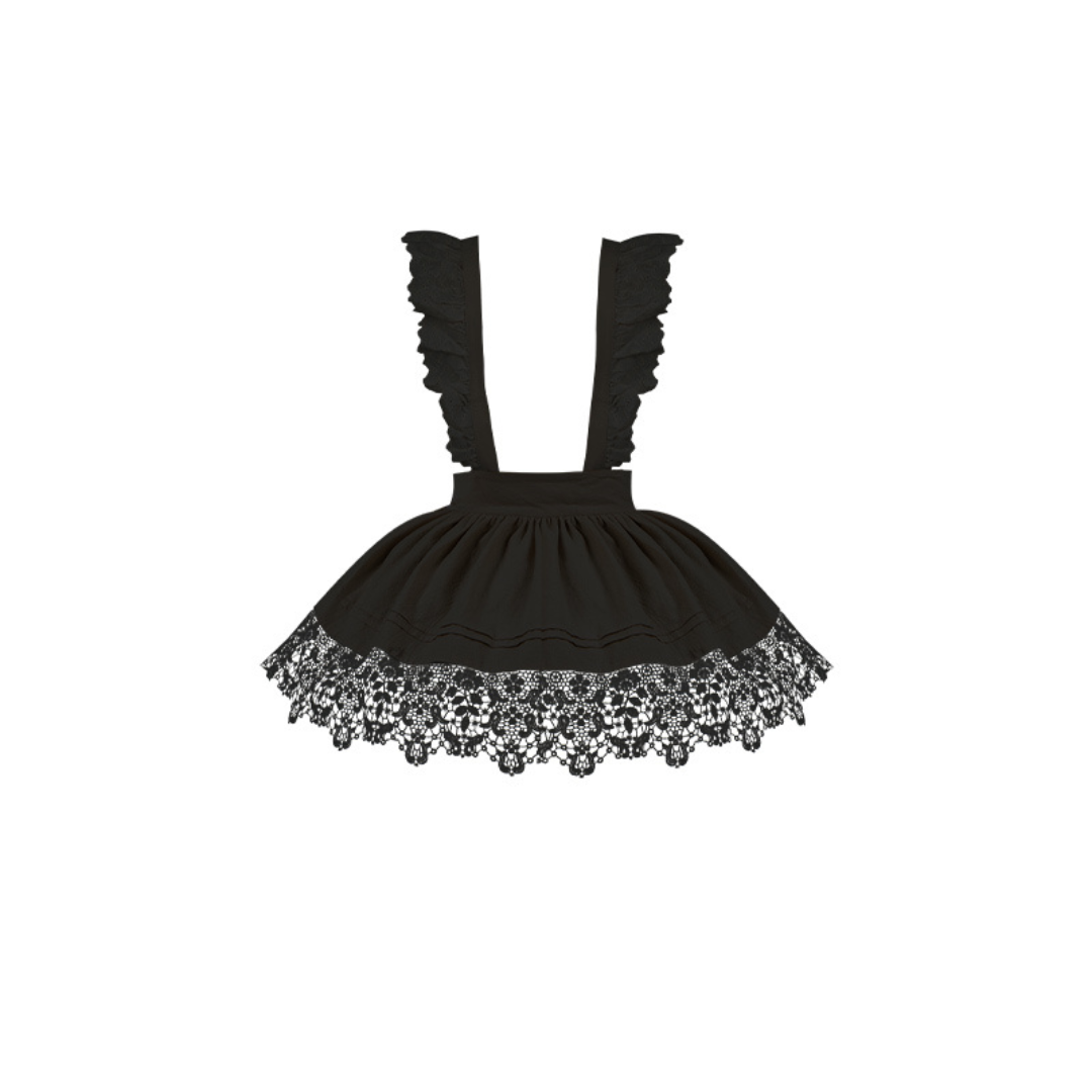 蛇と薔薇刺繍のストライプワンピースとエプロン ショート丈