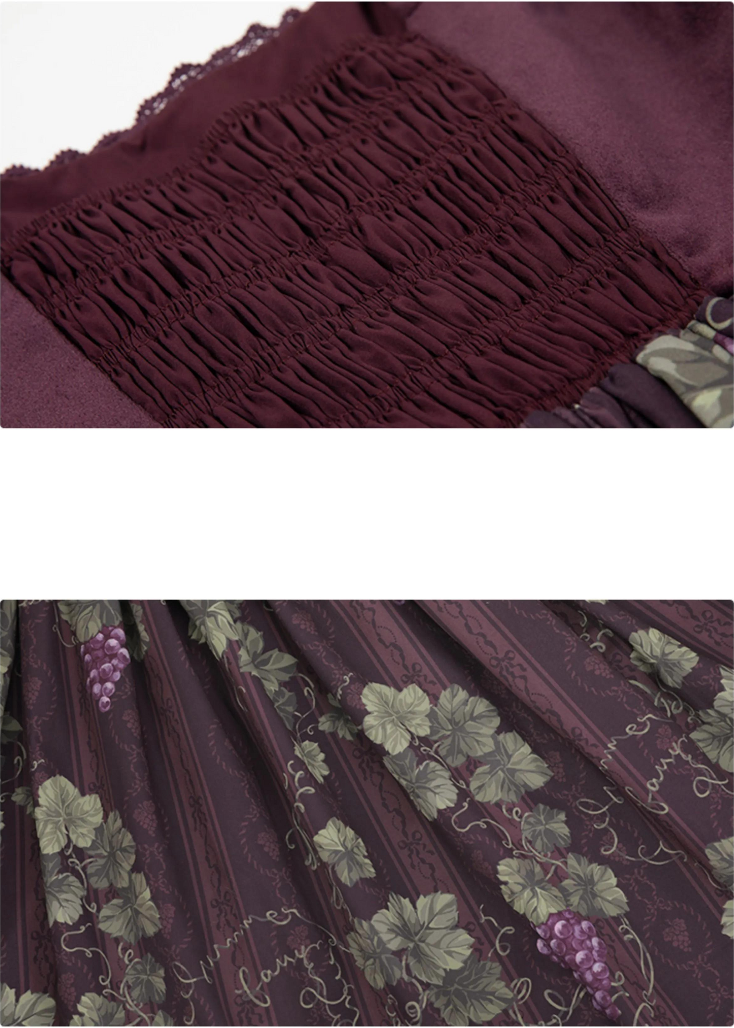 Sunny Rouge 葡萄模様のフロントボタンジャンパースカート