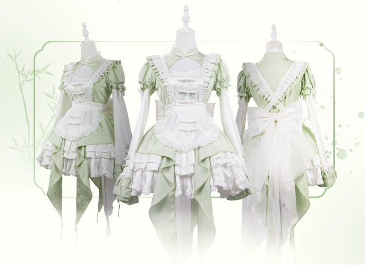 Song of Green Bamboo エプロン付き華ロリミニドレスフルセット