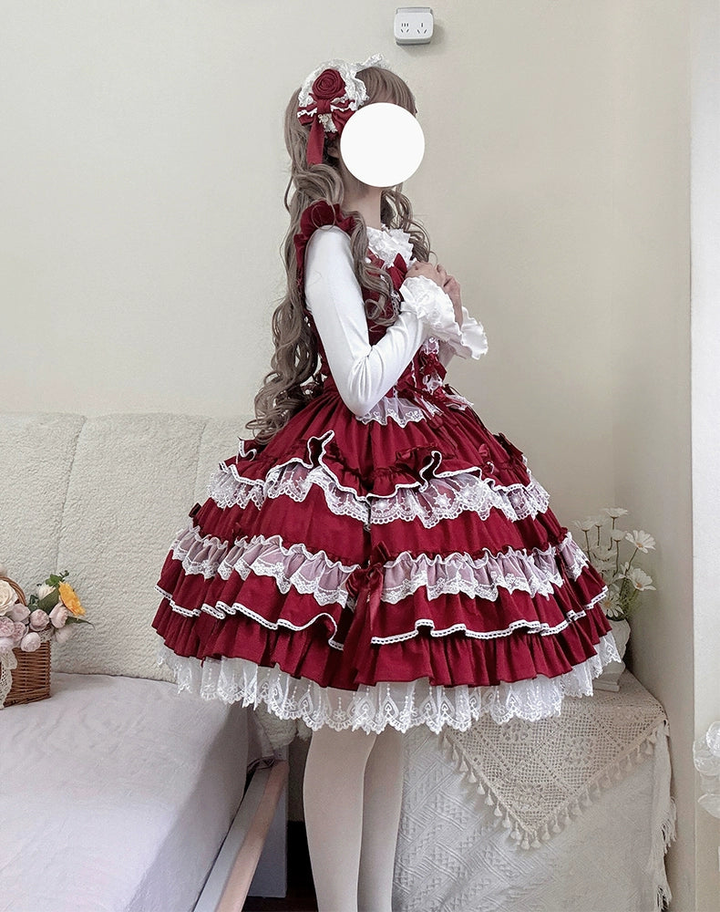 【予約販売】Antique Doll 刺繍レースのジャンパースカート