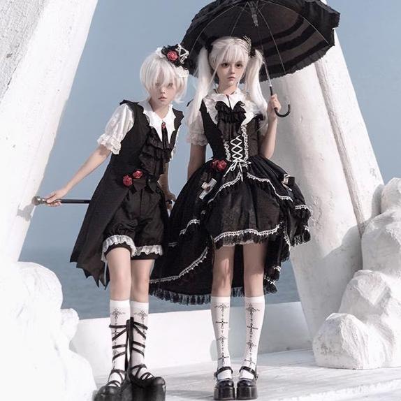 夜境の薔薇 付け袖付こうもり襟2wayブラウス