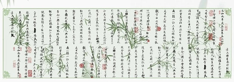 白緑 竹模様のスクエアネックワンピース