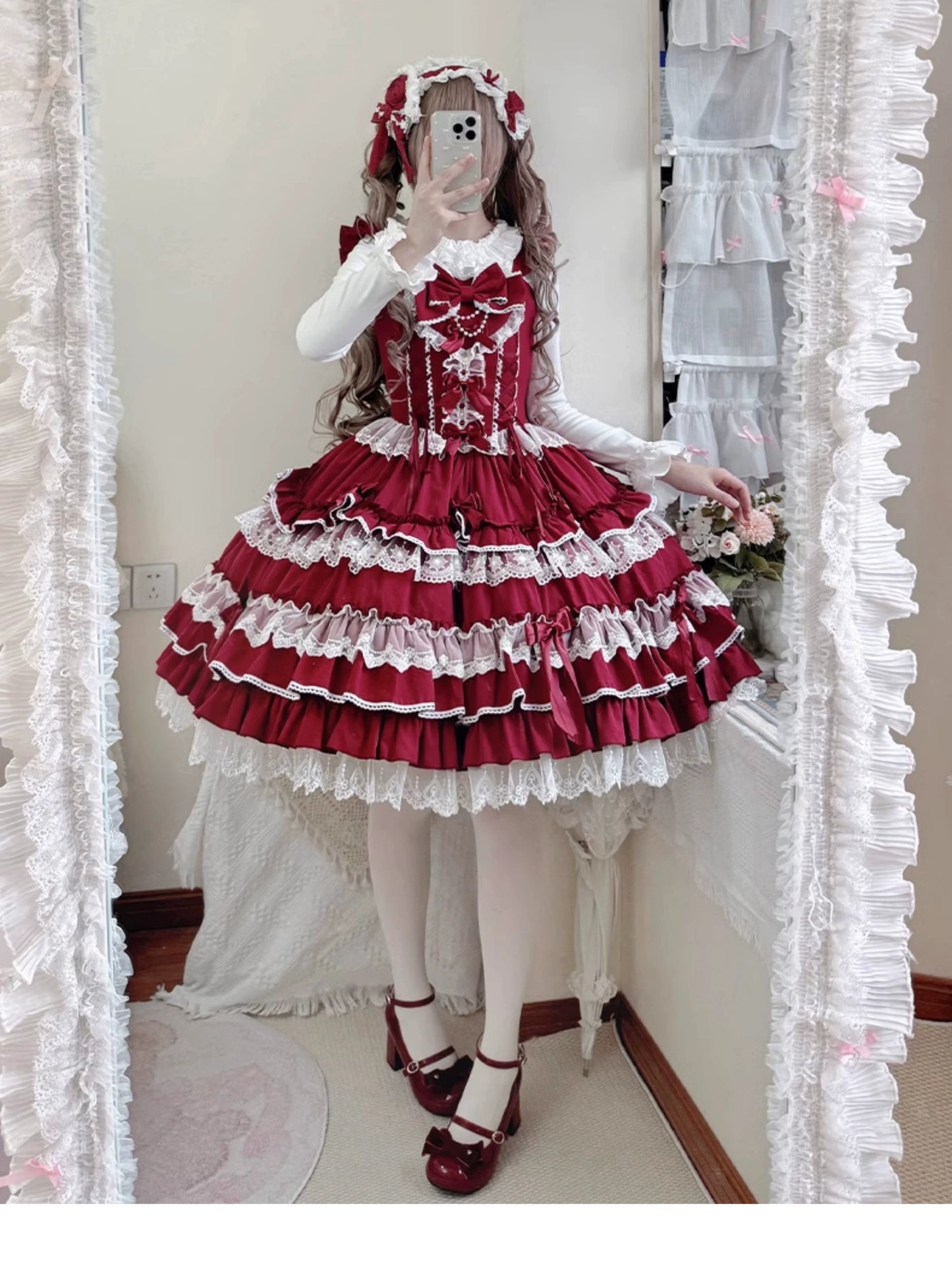 【予約販売】Antique Doll 刺繍レースのジャンパースカート