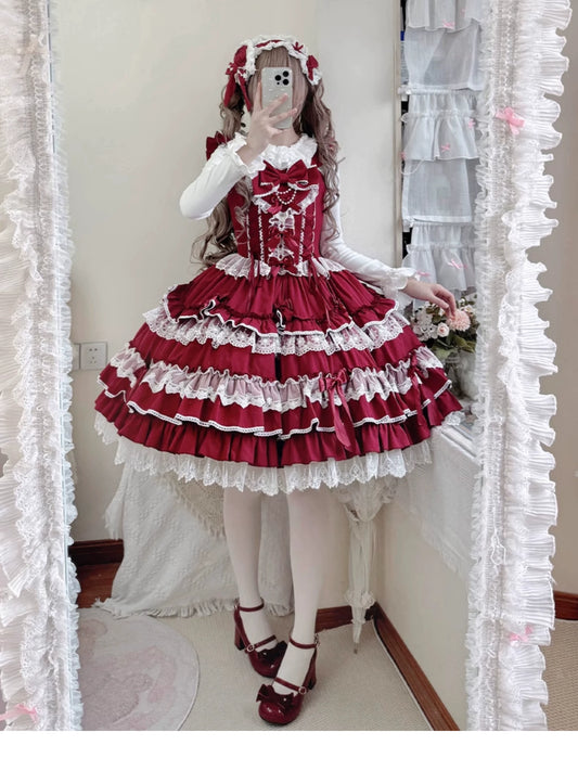 【予約販売】Antique Doll 刺繍レースのジャンパースカート