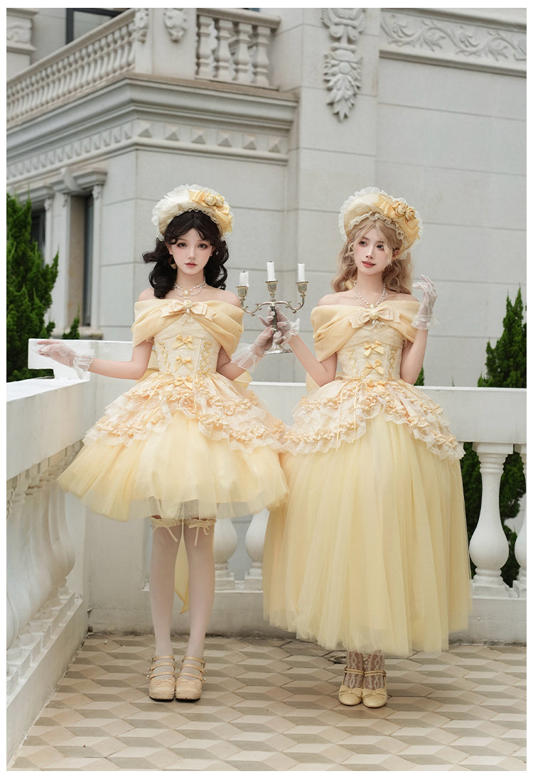 Rose Gold フリルトップスとスカート ロング丈・ショート丈