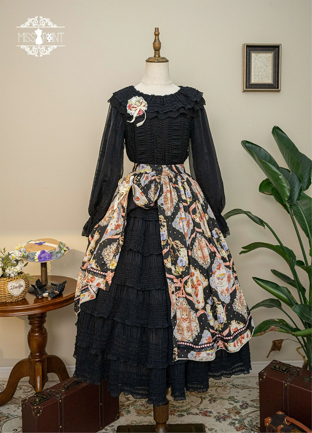 【予約販売】猫の薔薇お茶会 レイヤーインナースカート