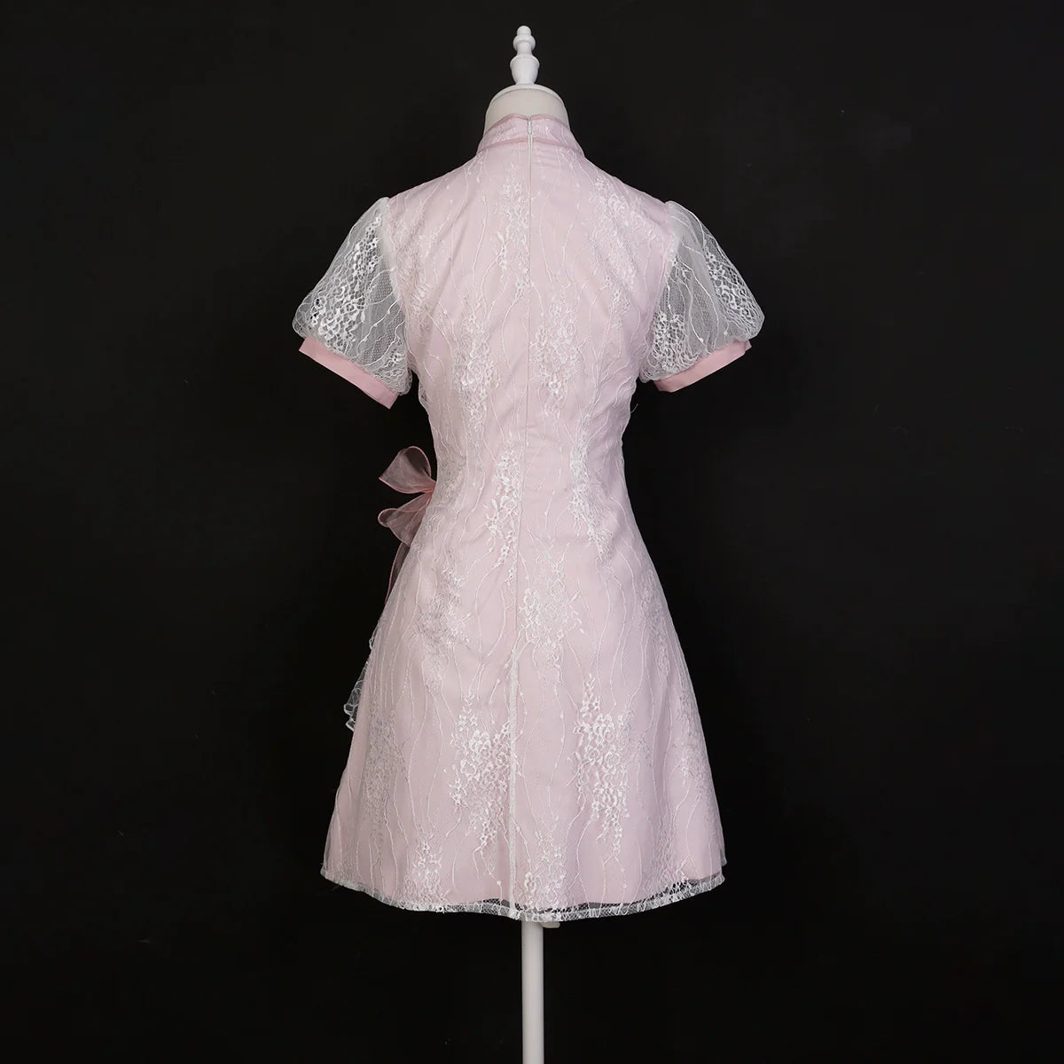 Peach Blossom pink ribbon cheongsam dress