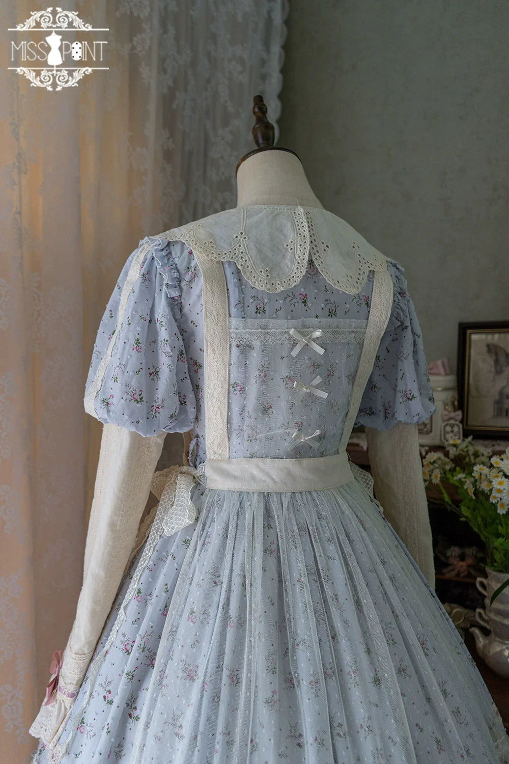 【予約販売】Pink Flower ドット柄シアーエプロン