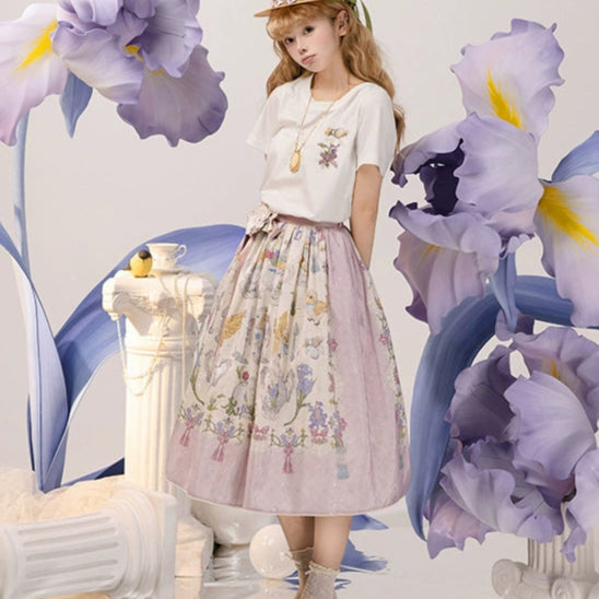 【受注予約2/11まで】Illustration de Porcelaine Iris 刺繍入りTシャツ