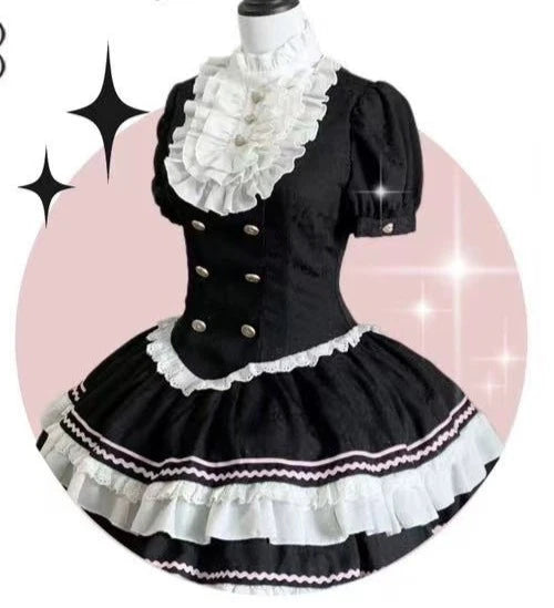 【再販・受注予約7/16まで】Fairydoll Maid ミニ丈半袖ワンピース エプロン・ドロワーズ付き