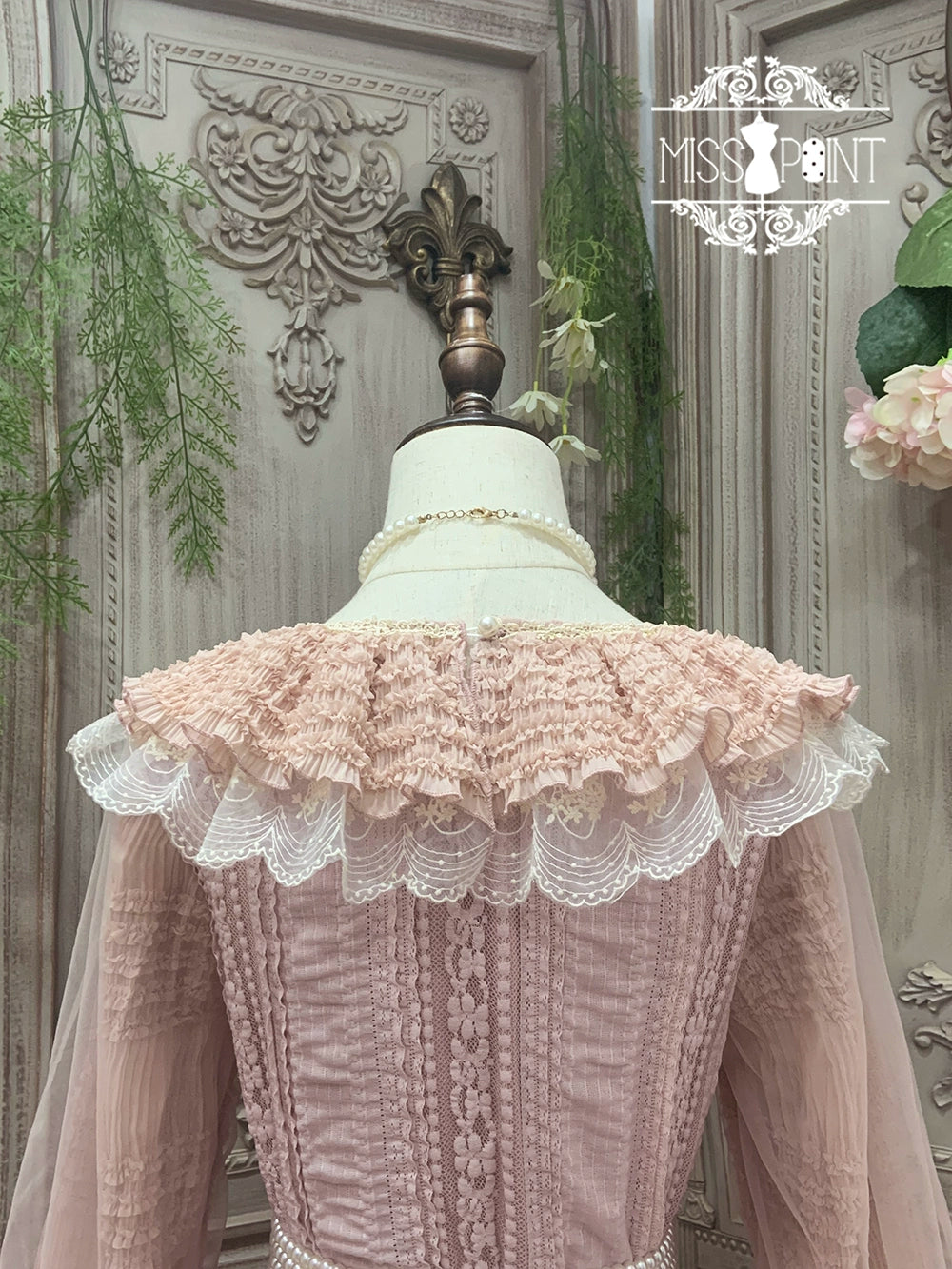 【予約販売】猫の薔薇お茶会 フリル長袖ブラウス