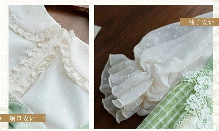 Lucky Day dot pattern round collar blouse