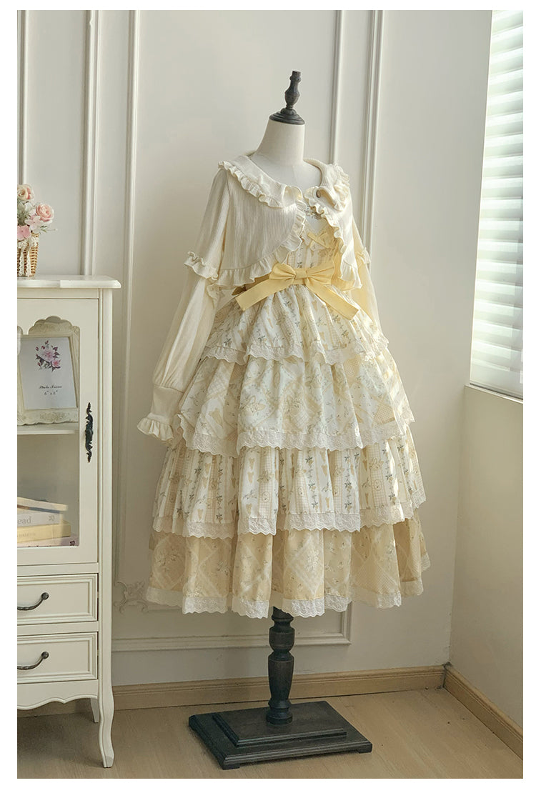 Cream yellow floral jumper skirt