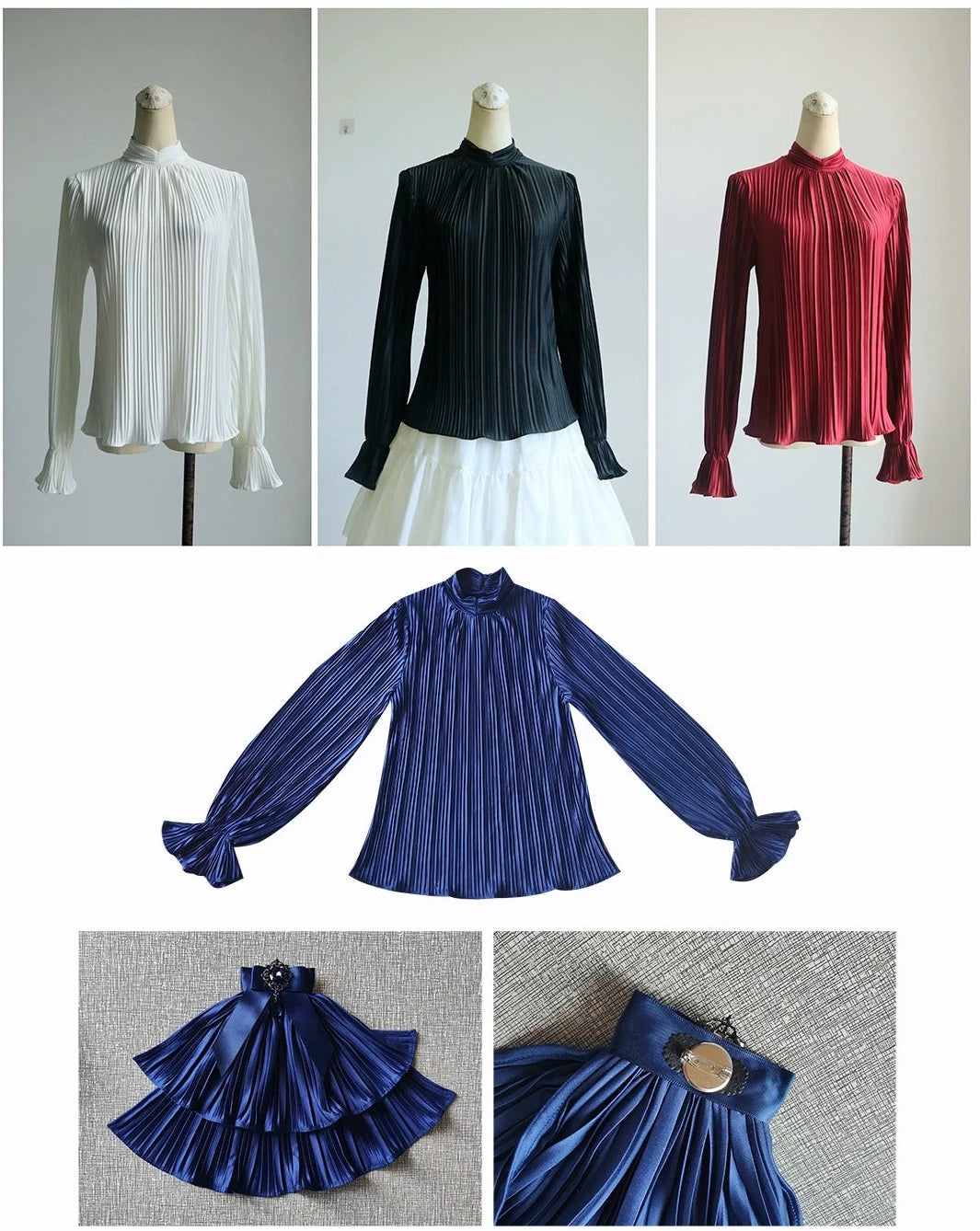 【販売期間終了】Lyra Theatre ジャボタイ付きプリーツブラウス