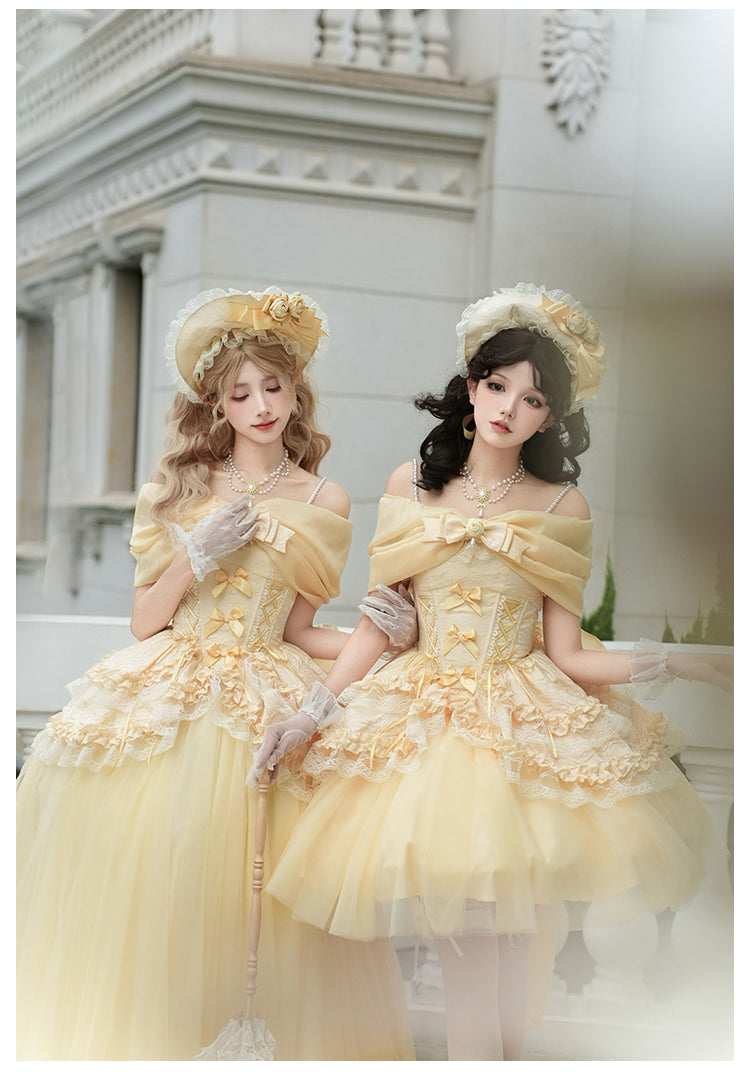 Rose Gold フリルトップスとスカート ロング丈・ショート丈