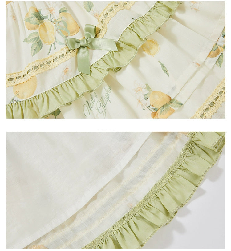 【受注予約7/16まで】Limone Town カントリー風ティアードジャンパースカート