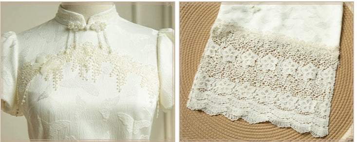 白百合色のタイトレース華ロリドレス