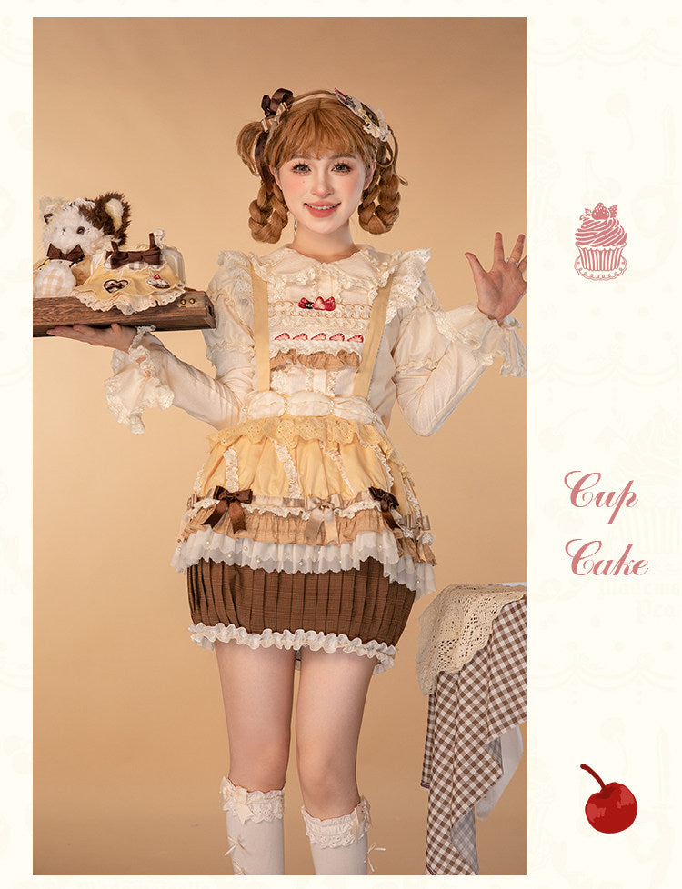 【受注予約1/26まで】Sweet Cup Cake 生成色リボンブラウス