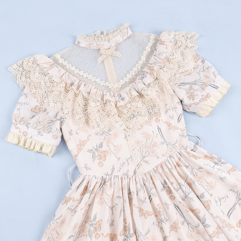 Cherry pattern Edward short-sleeved dress