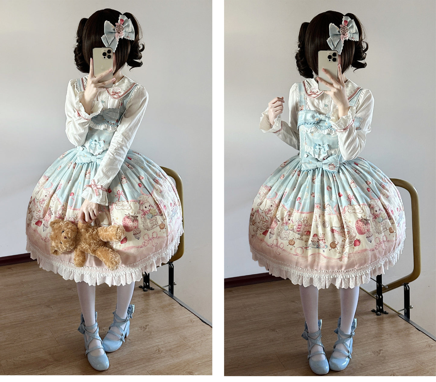 【受注予約1/7まで】Bunny Bakery 付け袖付きワンピース・コットンレースタイプ