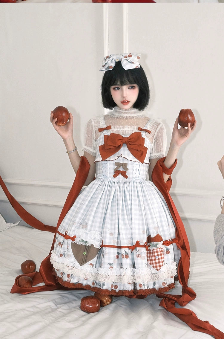 Cherry and Heart シアードット半袖ブラウス