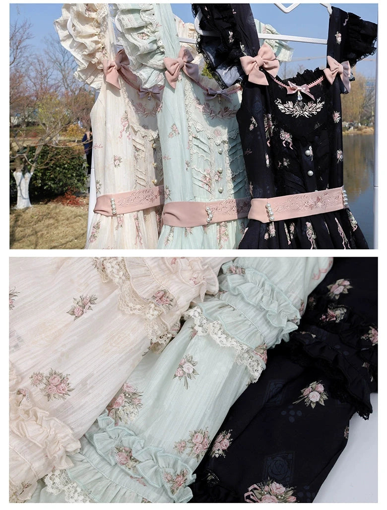 Roses Bouquet French Frill Sleeve Jumper Skirt