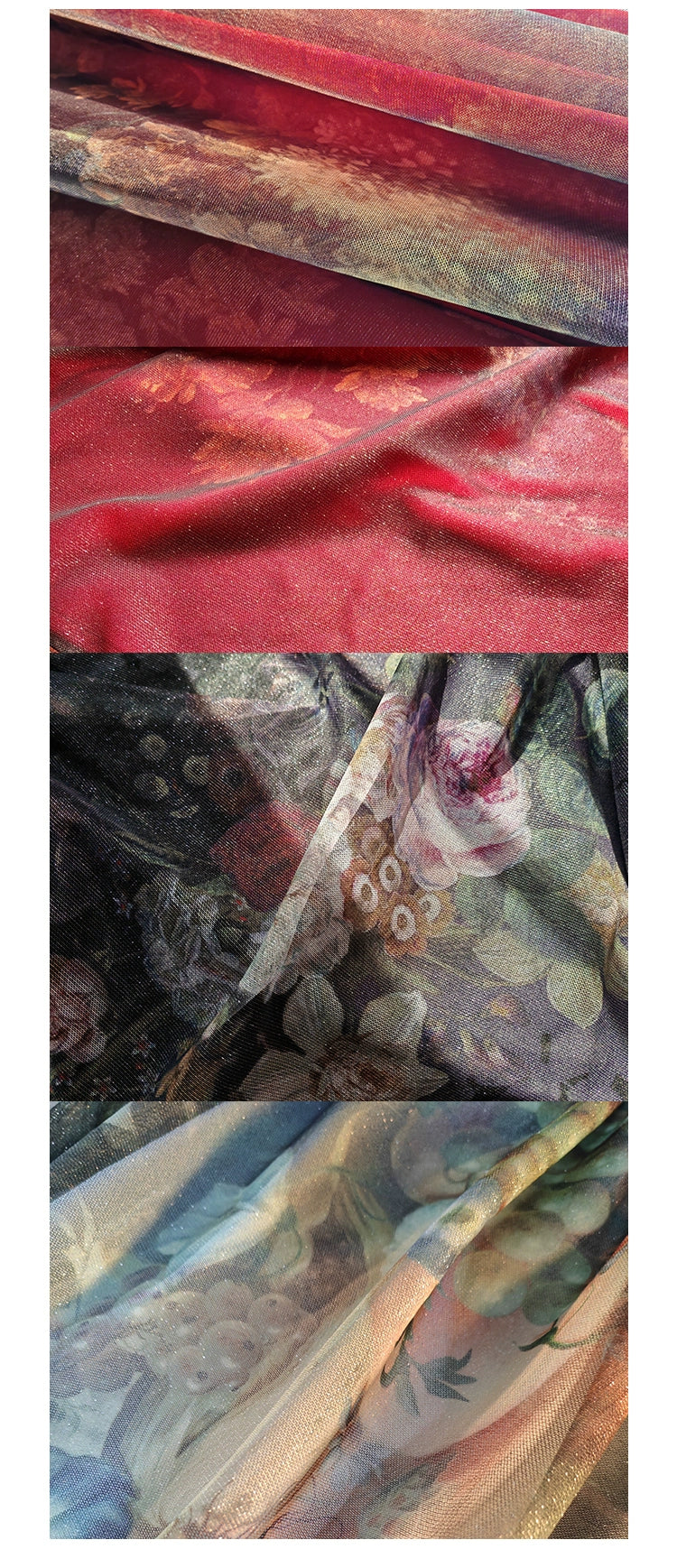 Porcelain Flower Garden 油彩画のロング丈ジャンパースカート