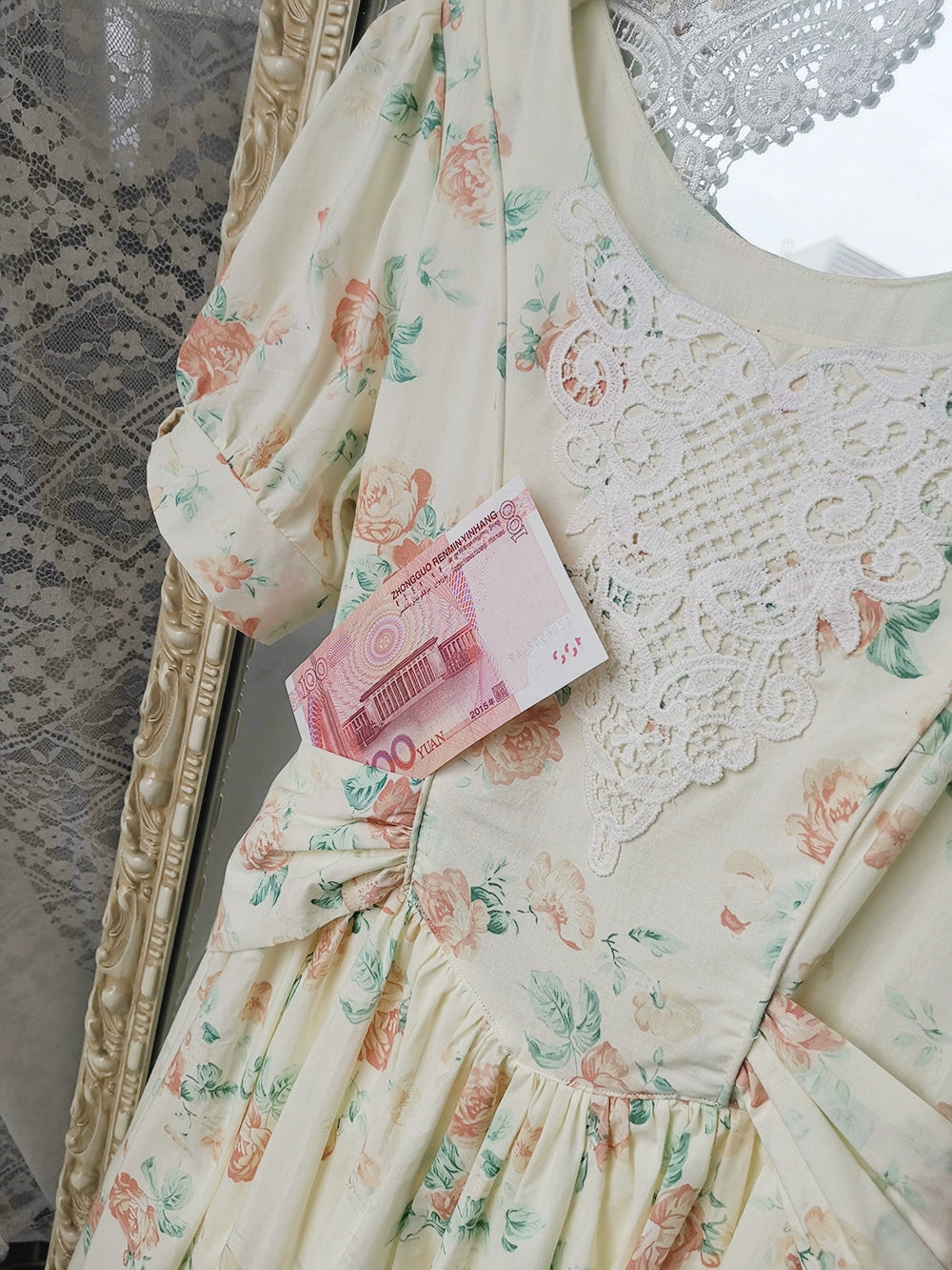 【予約販売】Rose Song ヴィンテージデザイン半袖ワンピース