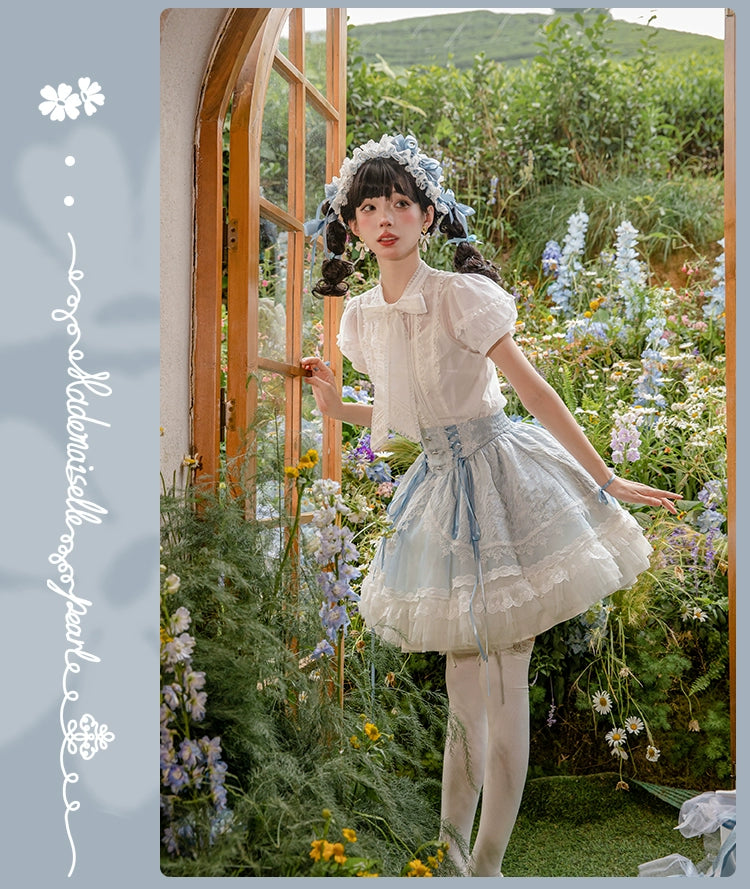 Antique Porcelain Plates Short Sleeve Blouse