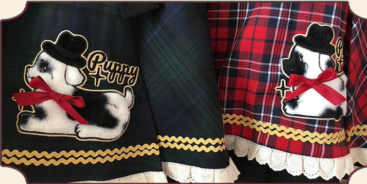 【受注予約6/18まで】Cute Puppy チェックのミニ丈ワンピース