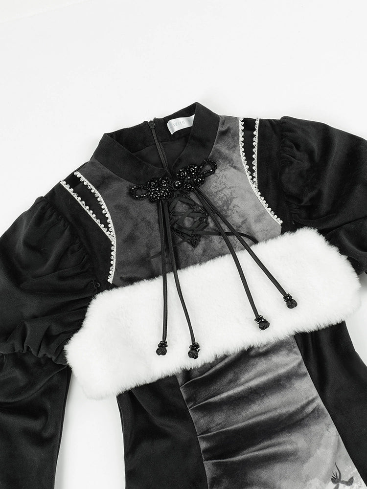 黒蘭 ショルダーカットワンピース