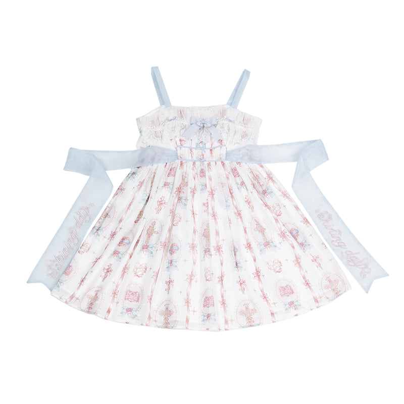 Melody Charm リボンとハートの総柄ジャンパースカート