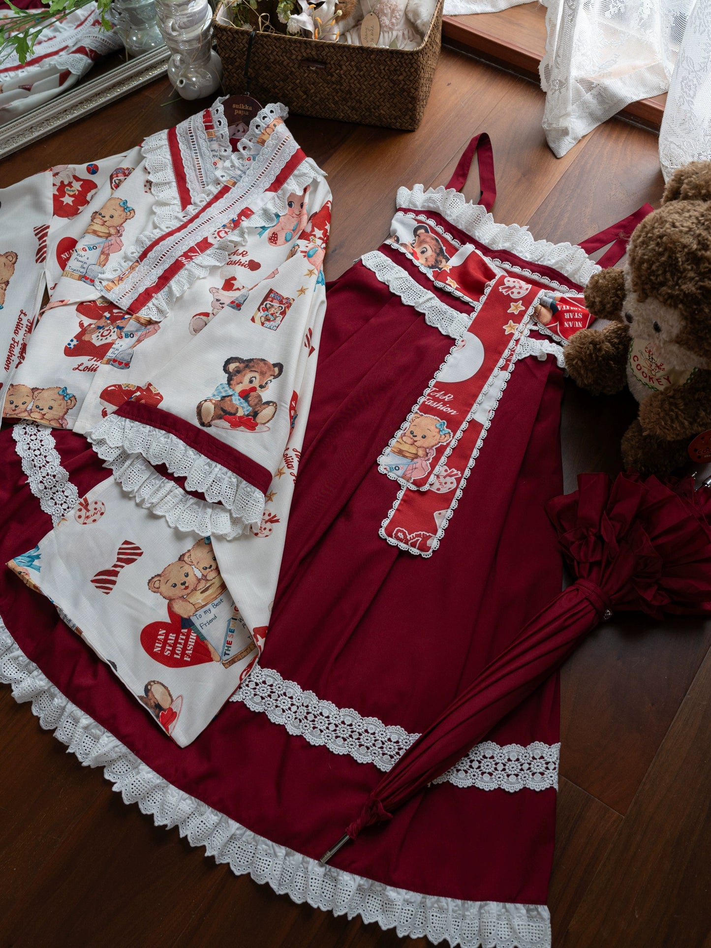 【受注予約7/29まで】Bear Bear World 袴風セットアップ