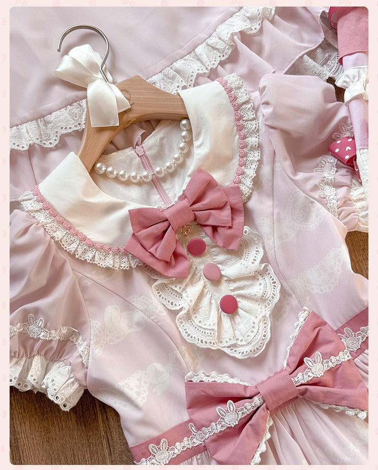 【受注予約6/11まで】Bow Rabbit プリントワンピース