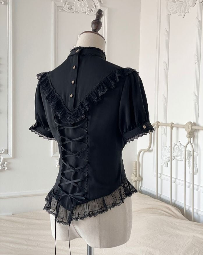 The Holy Cross 刺繍入り半袖ブラウスと付け袖