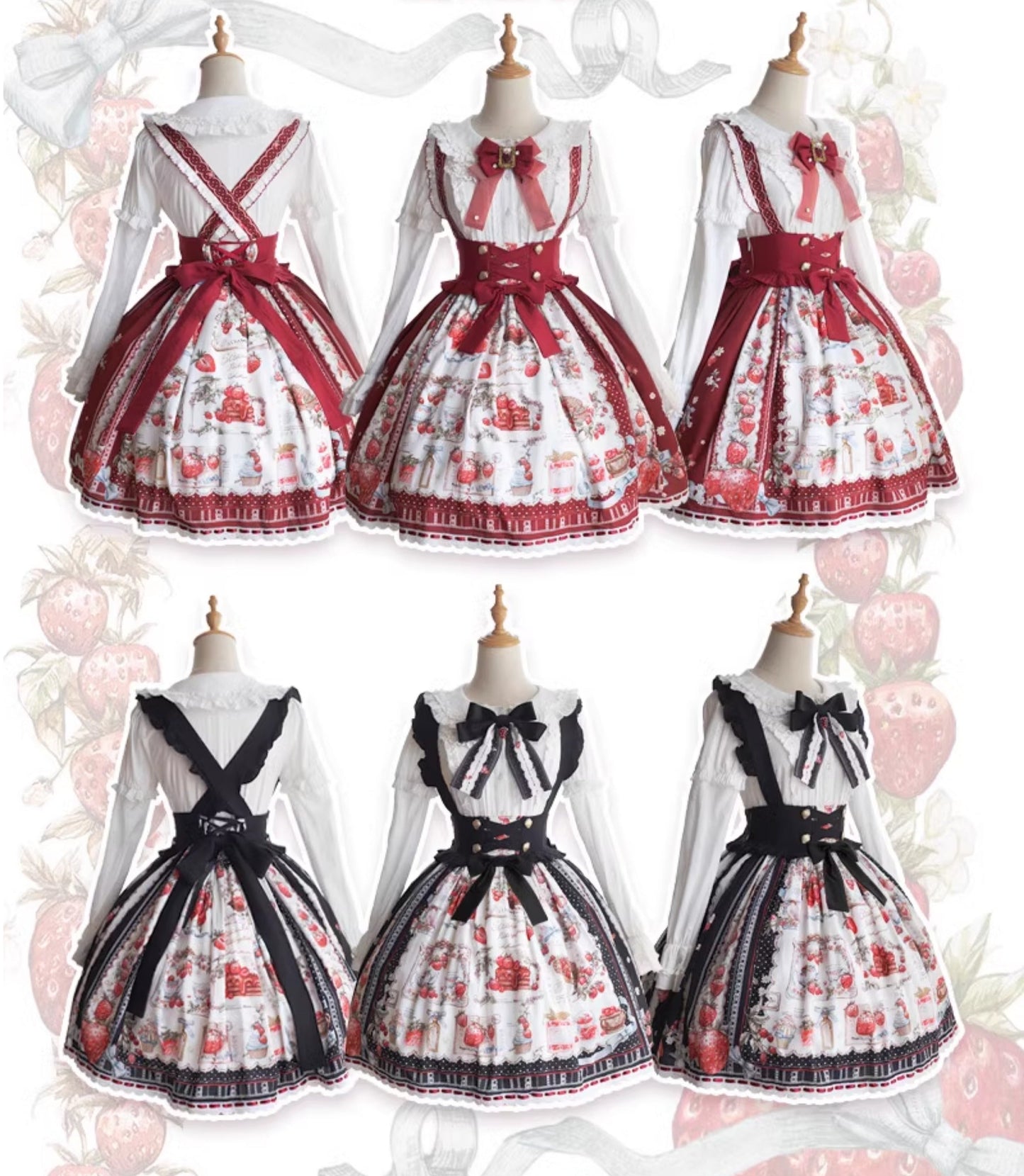 Strawberry Manor プリントサスペンダースカート