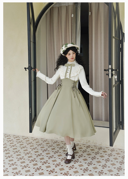 風花庭園 セラドングリーン レトロガーリーワンピース